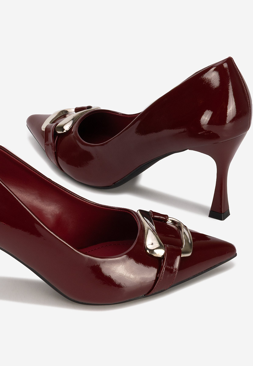 Bordowe czółenka na szpilce Jenita