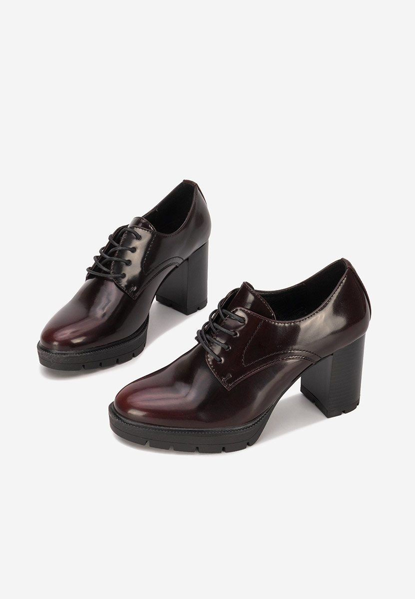 Bordowe półbuty na slupku Pluvina