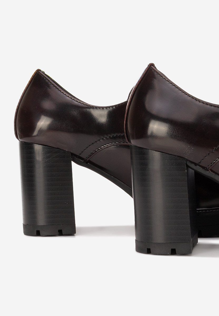 Bordowe półbuty na slupku Pluvina