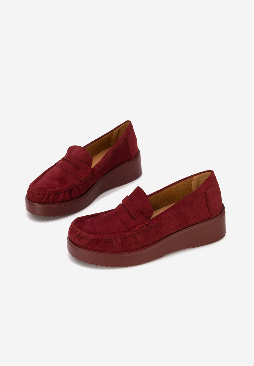 Bordowe mokasyny na platformie Snuvia