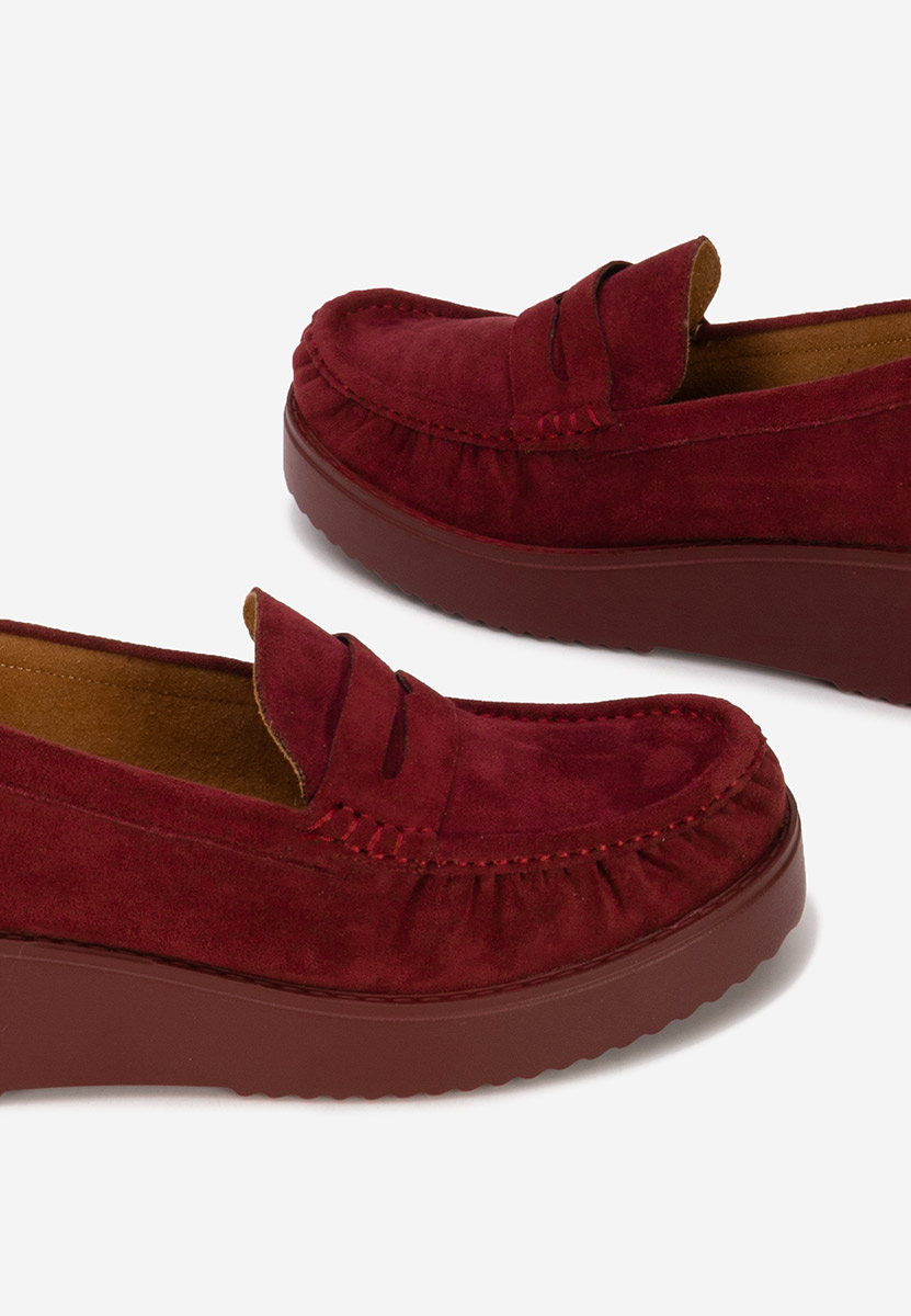Bordowe mokasyny na platformie Snuvia