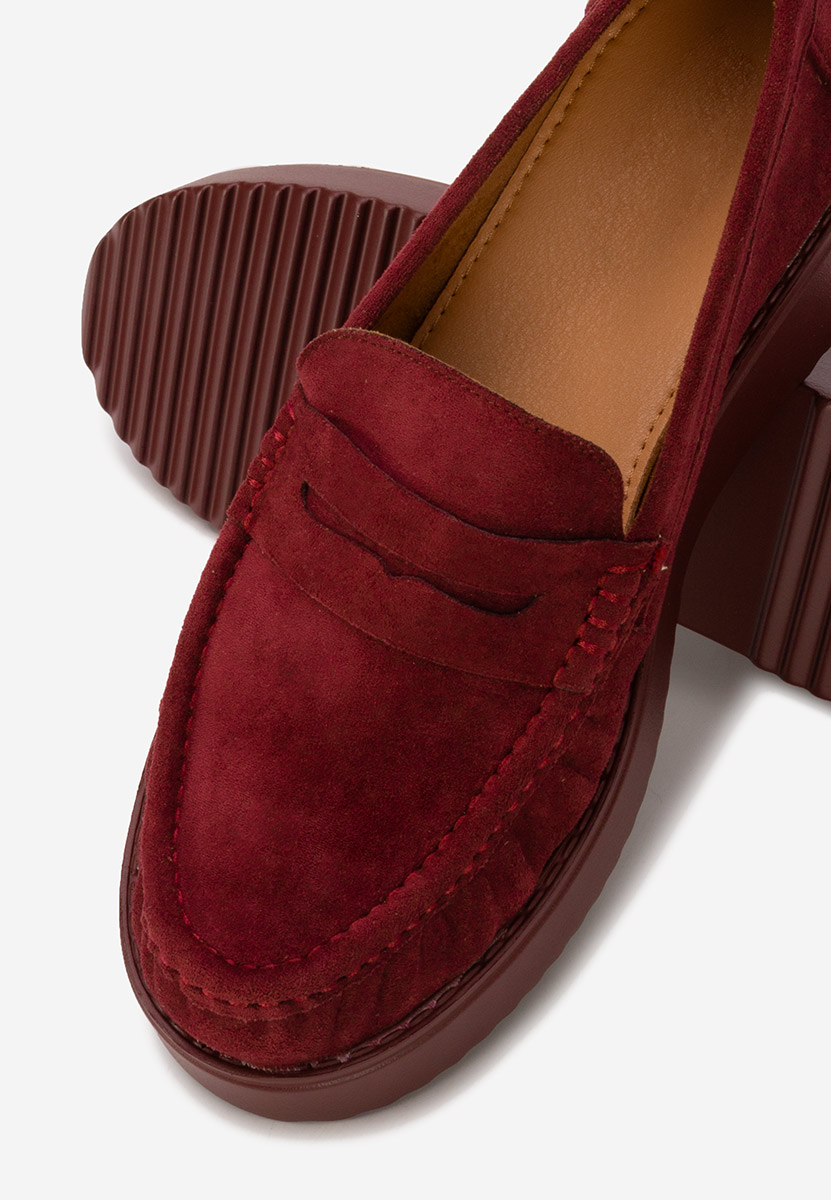 Bordowe mokasyny na platformie Snuvia