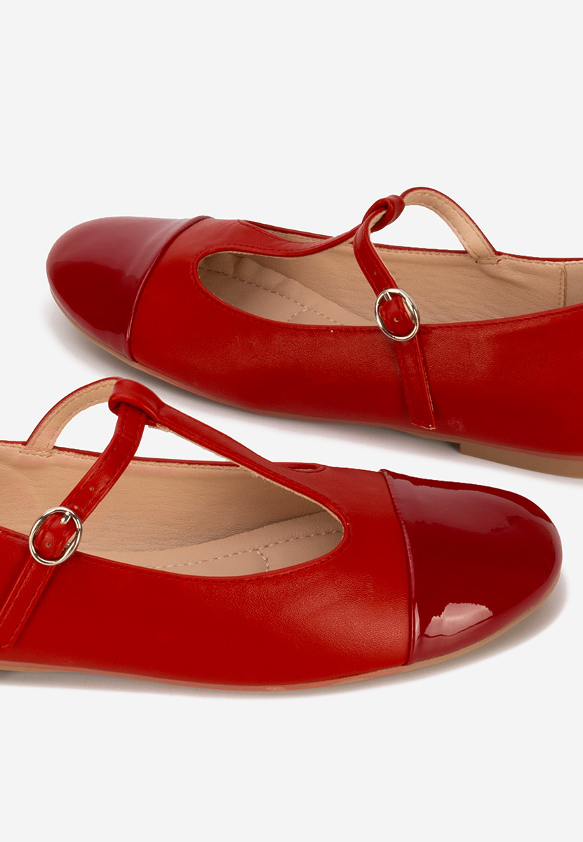 Czerwone baleriny damskie Nubina