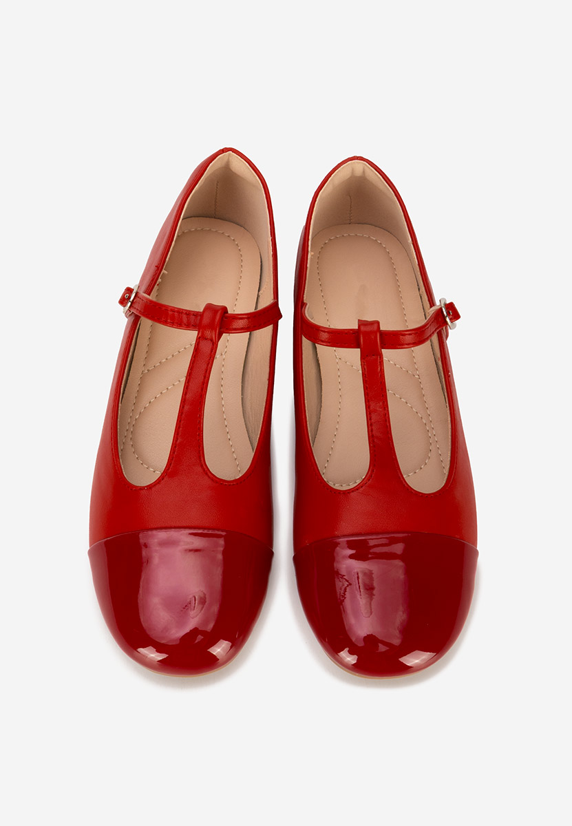 Czerwone baleriny damskie Nubina