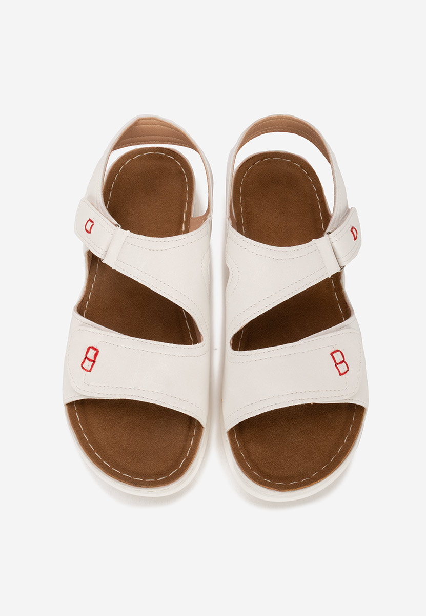 Białe sandały damskie płaskie Metina