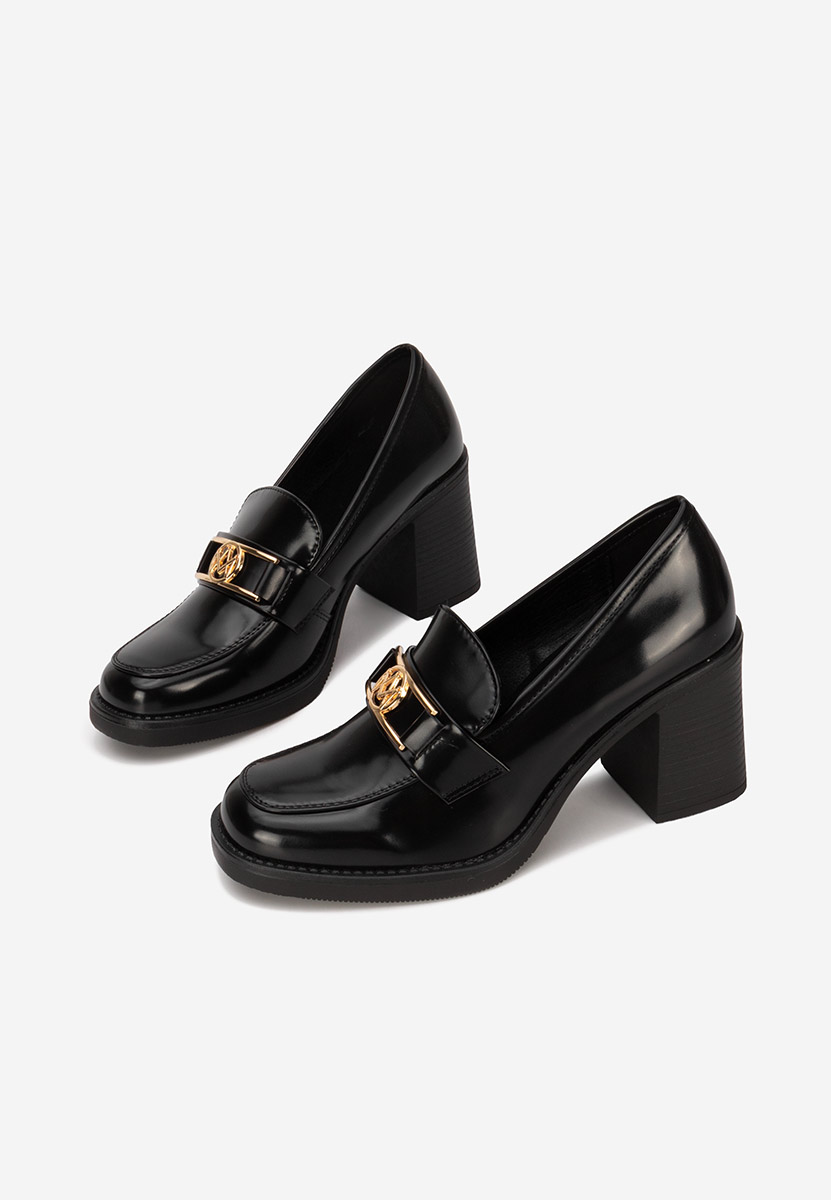 Czarne mokasyny na słupku Selira