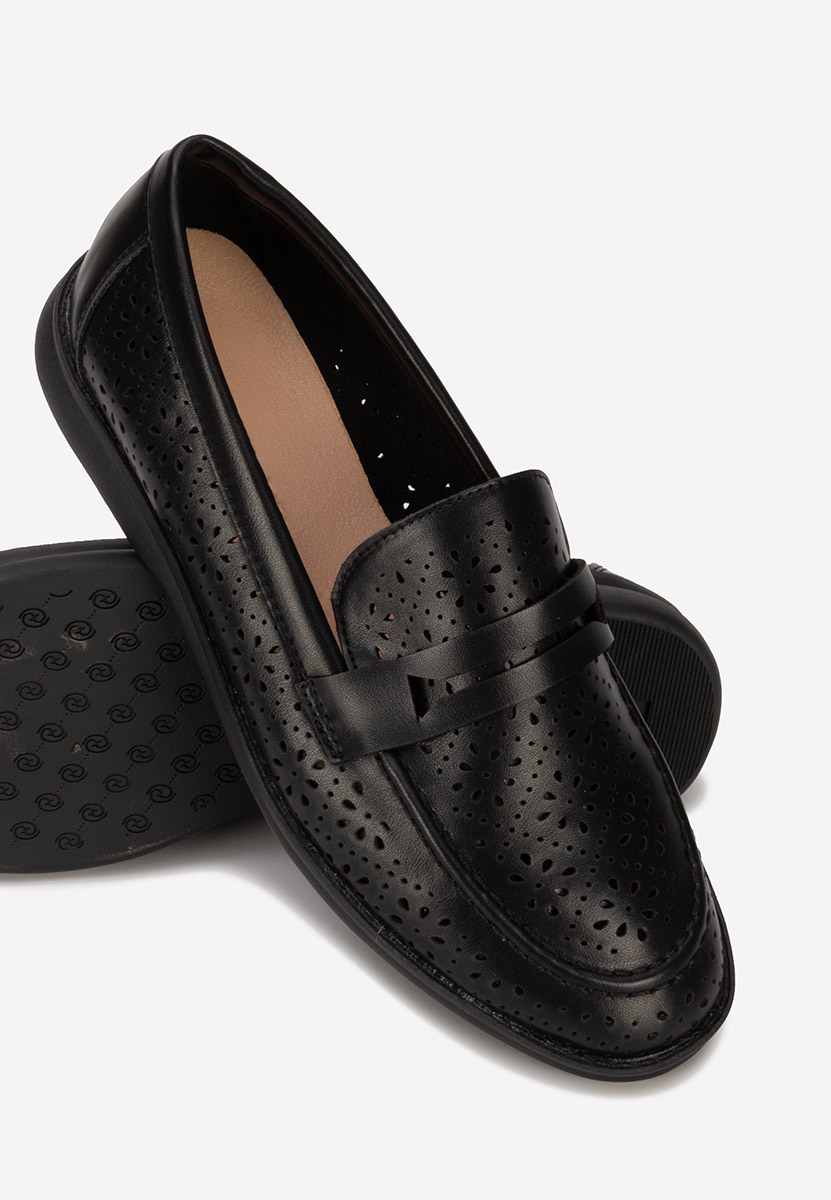 Czarne mokasyny damskie Valtera