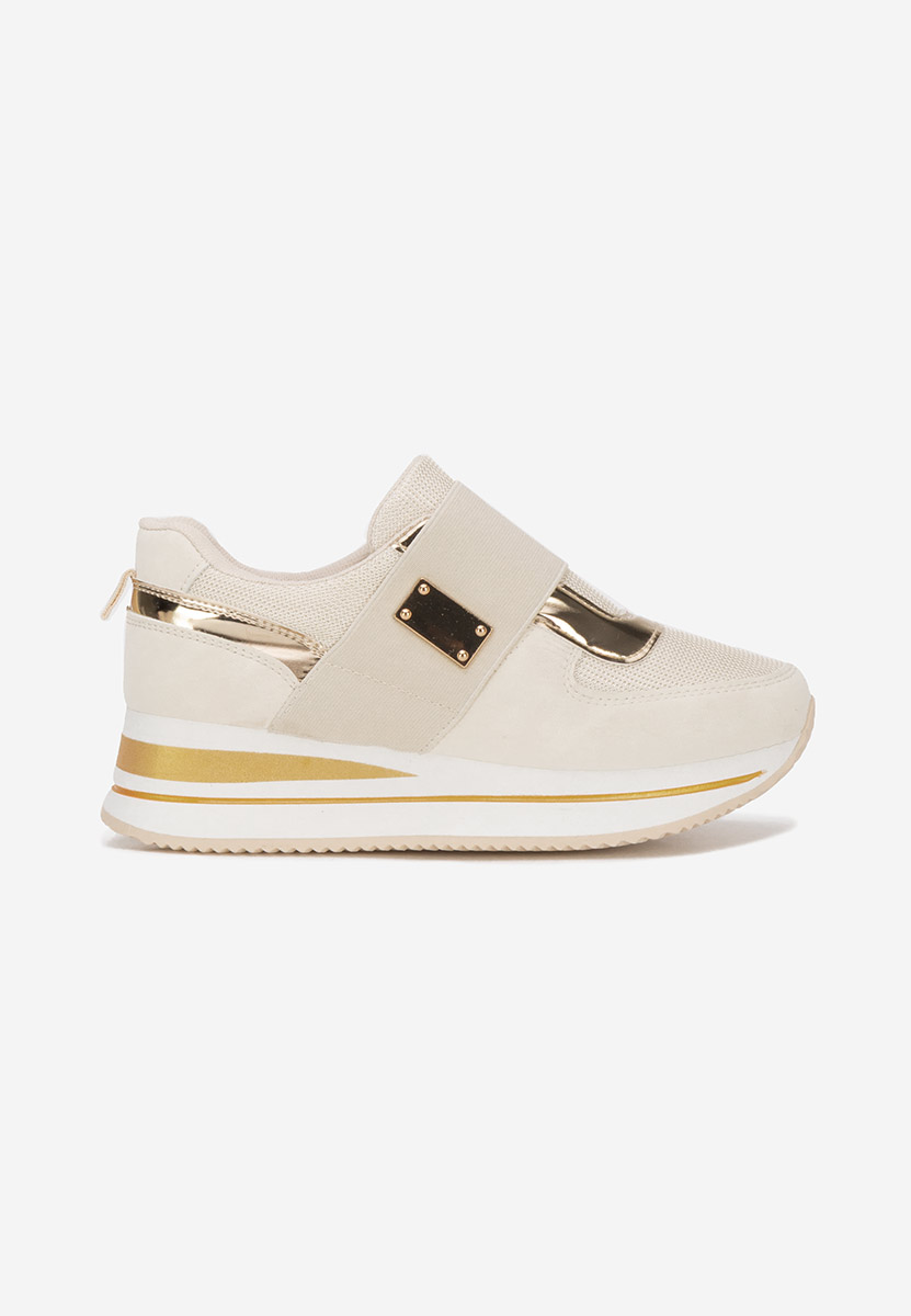 Beżowe sneakersy na koturnie Leotava