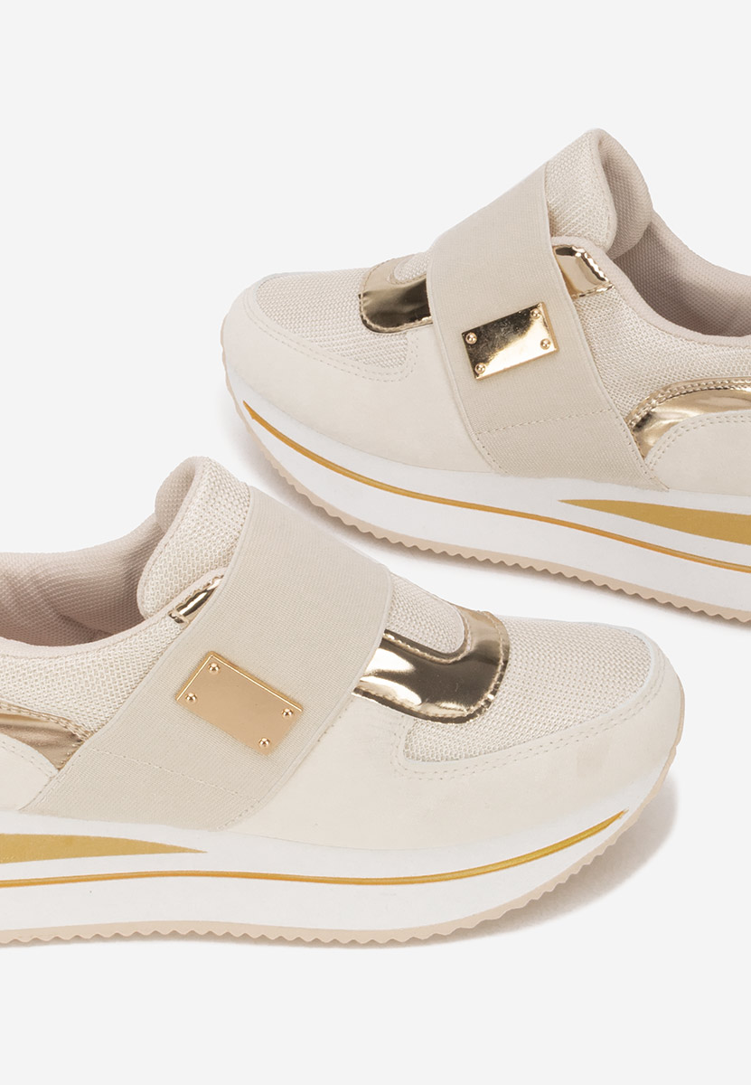Beżowe sneakersy na koturnie Leotava