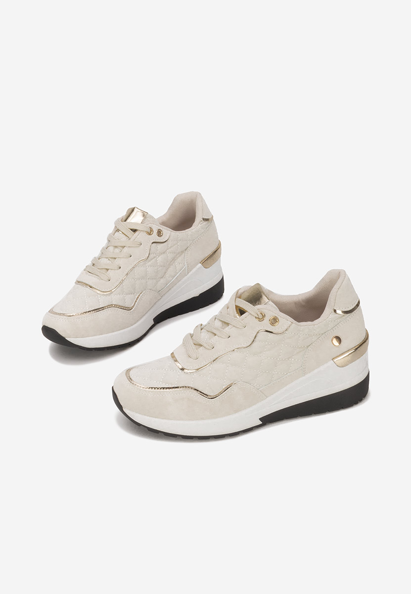 Beżowe sneakersy na koturnie Gavia