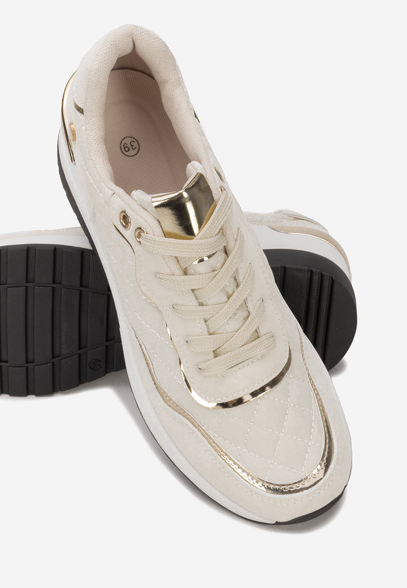 Beżowe sneakersy na koturnie Gavia