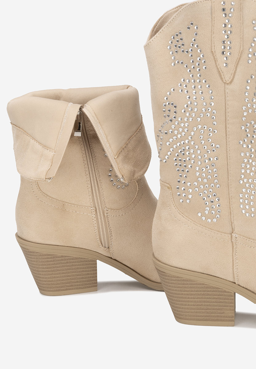 Beżowe kozaki kowbojki damskie Avice