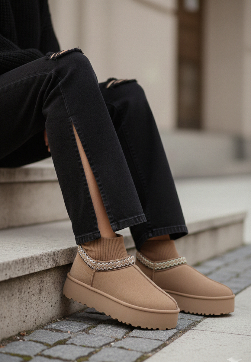 Khaki śniegowce damskie Anadelia