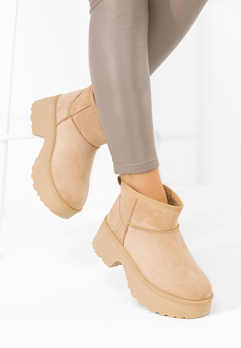 Beżowe botki damskie ocieplane Tarnia