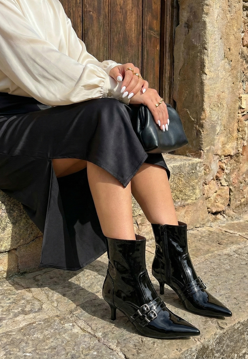 Czarne botki na szpilce Kaliey V2