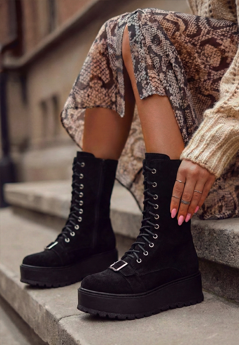 Czarne botki damskie skórzane Sorelia v2