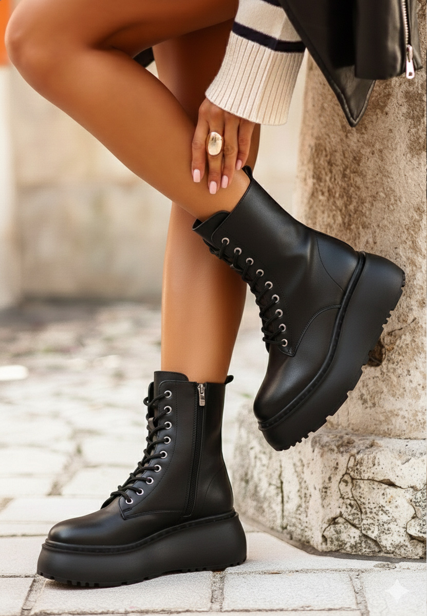 Czarne botki na platformie Luisena