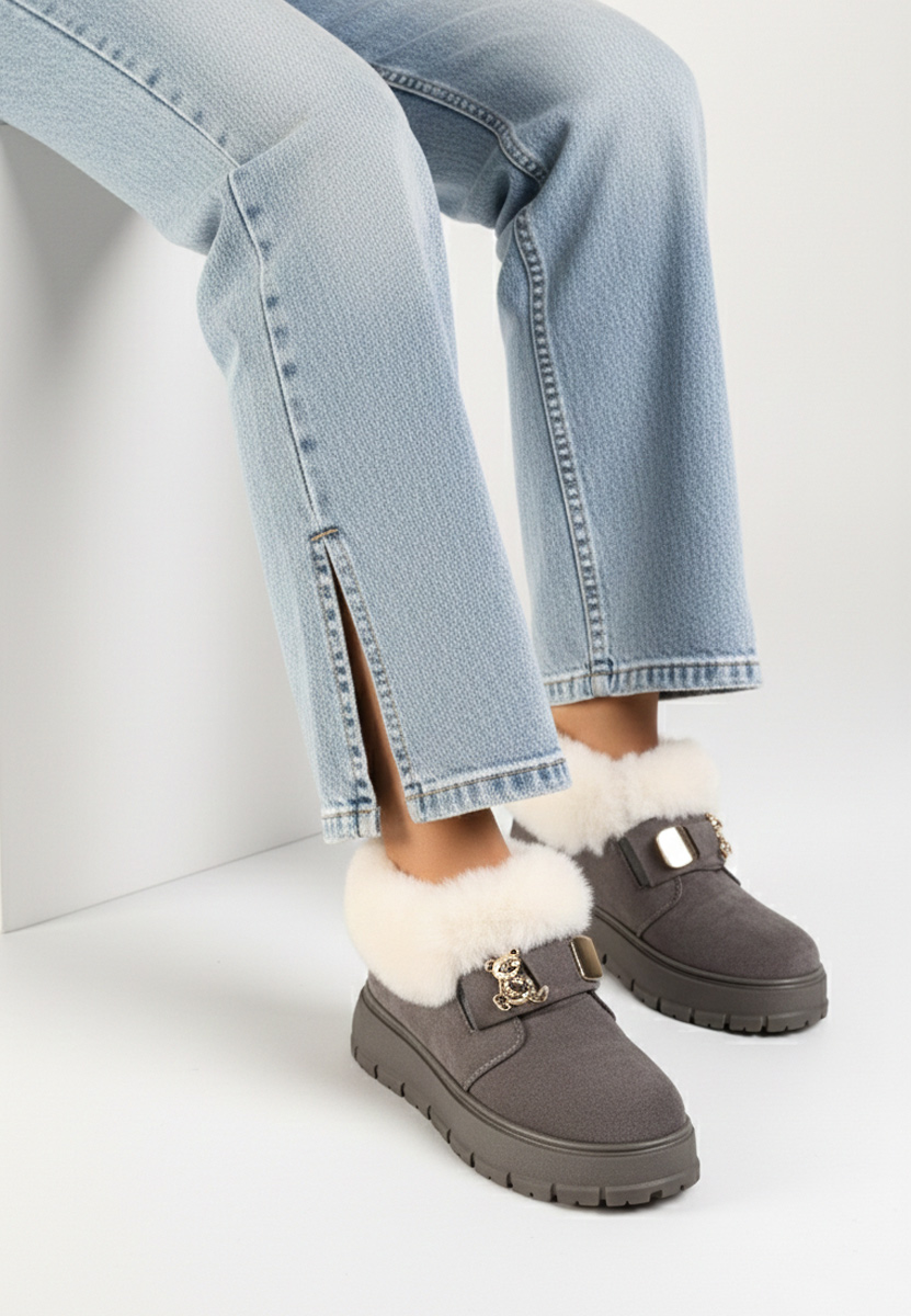 Szare botki damskie ocieplane Amilce