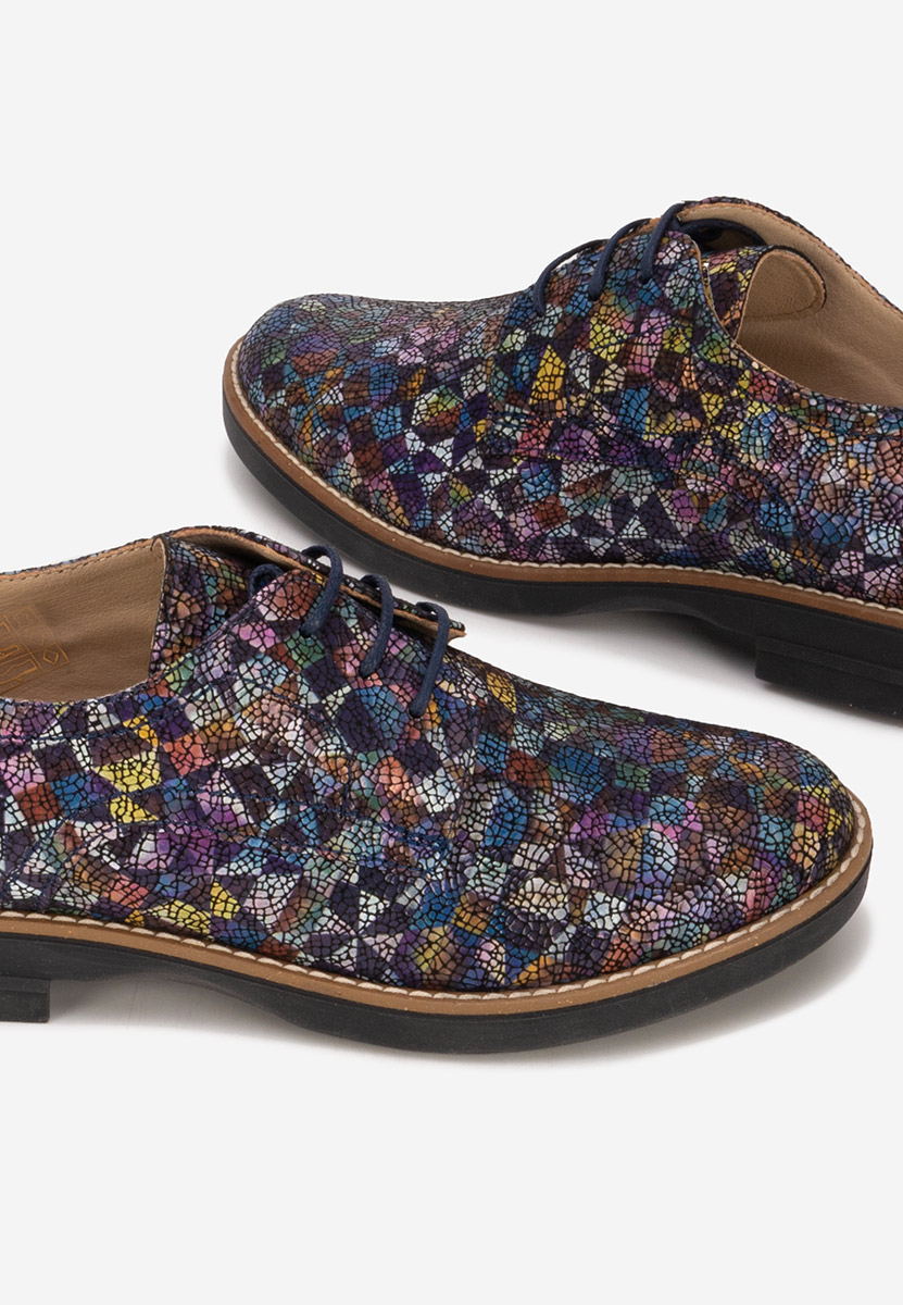 Wielokolorowy oxfordy damskie skórzane Otivera V18