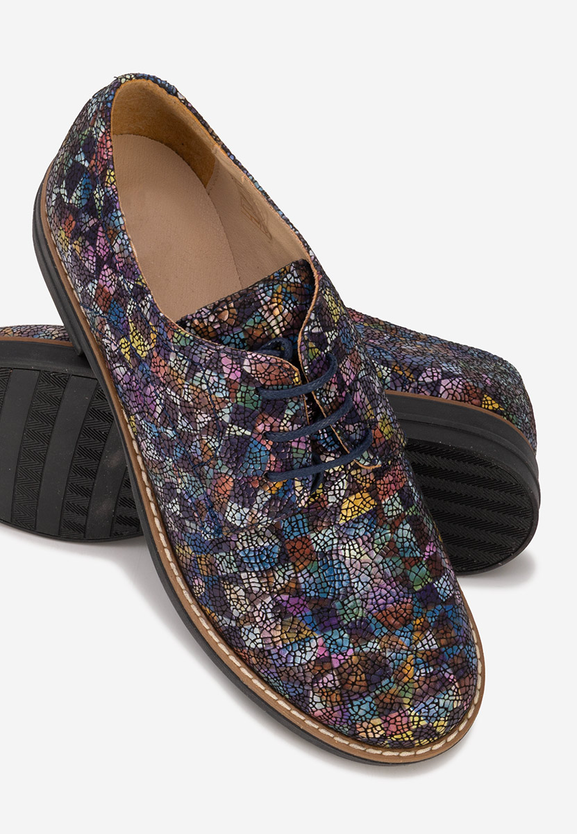 Wielokolorowy oxfordy damskie skórzane Otivera V18