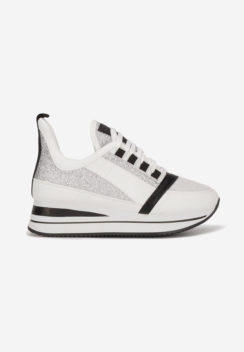 Białe sneakersy na koturnie Tamila