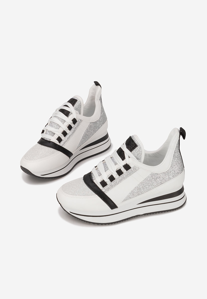 Białe sneakersy na koturnie Tamila