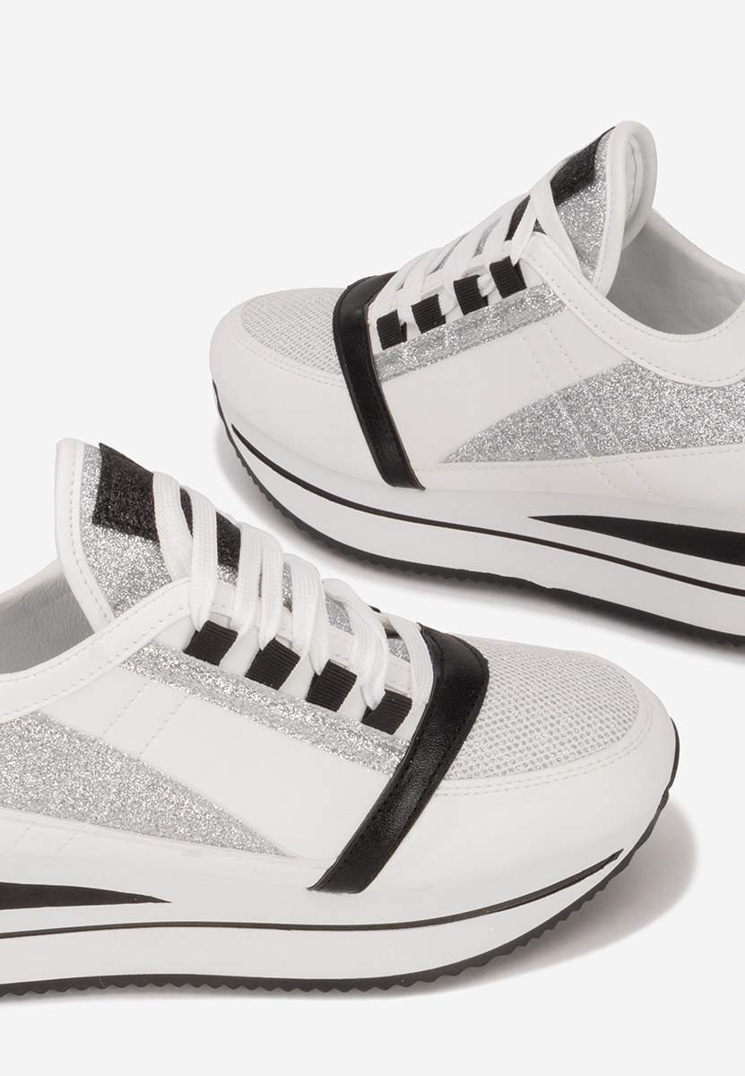 Białe sneakersy na koturnie Tamila