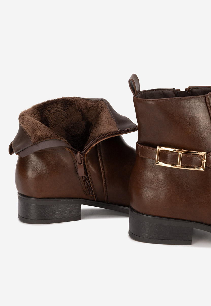 Brązowe botki płaskie Acadia