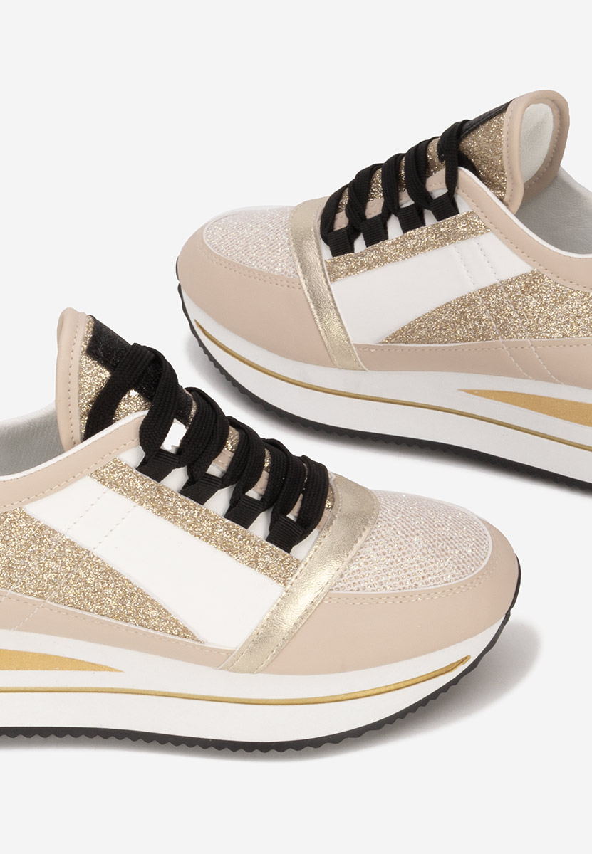 Beżowe sneakersy na koturnie Tamila