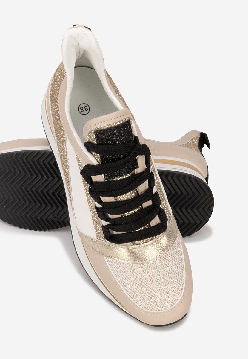 Beżowe sneakersy na koturnie Tamila