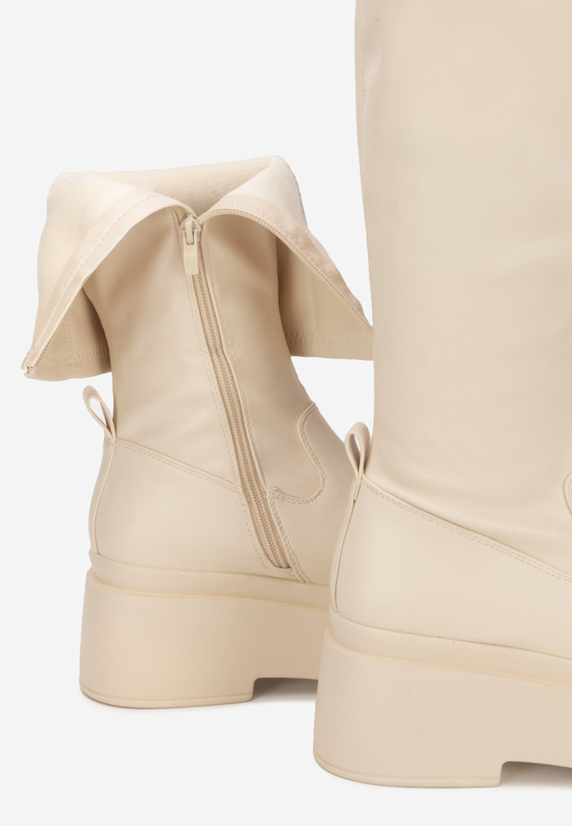 Beżowe kozaki na platformie Naiora