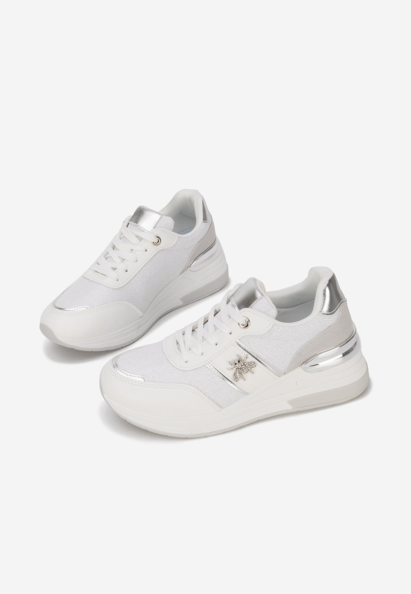 Białe sneakersy na koturnie Gisela