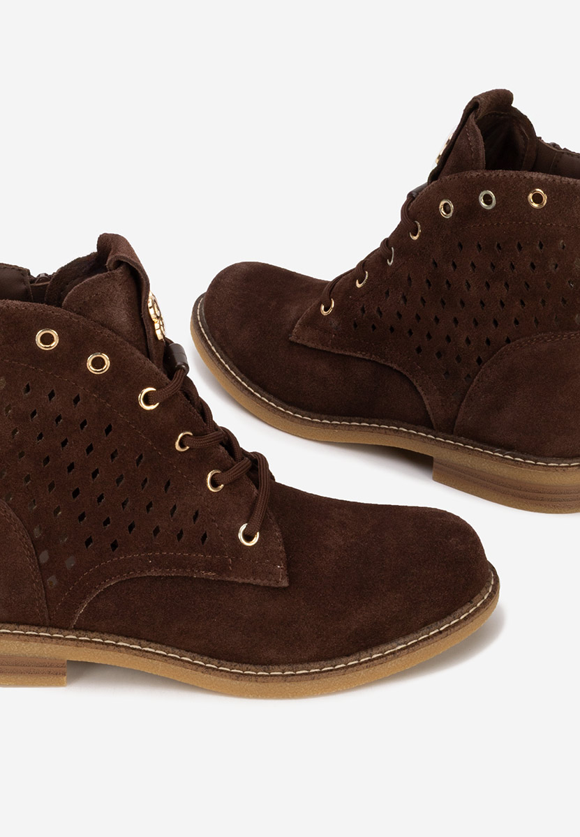 Brązowe botki damskie skórzane Farella