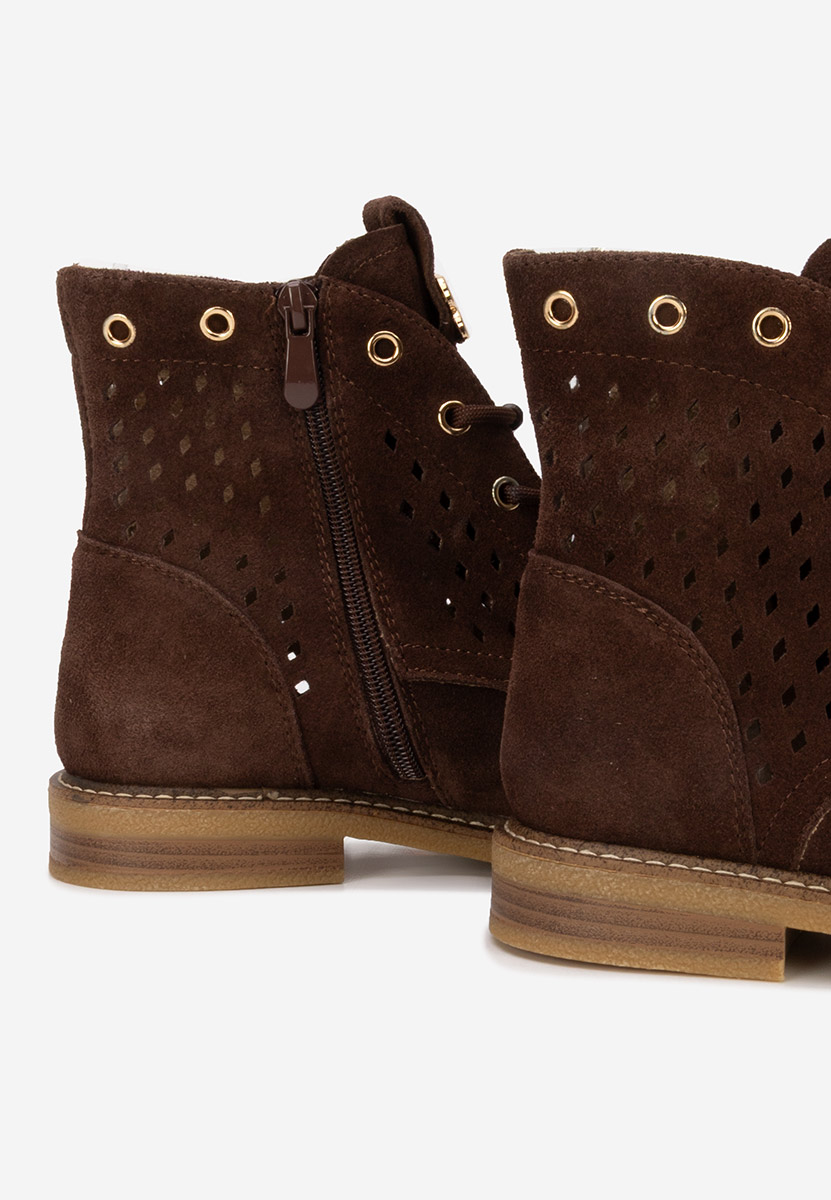 Brązowe botki damskie skórzane Farella