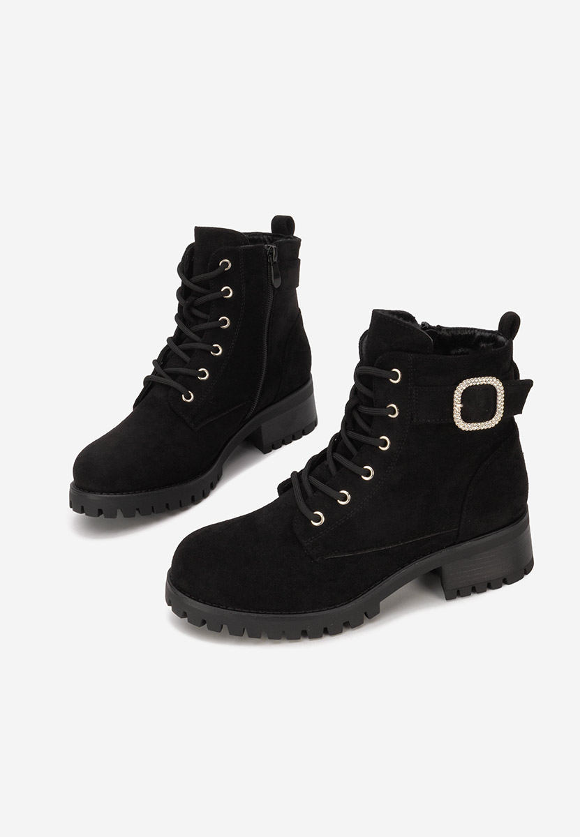 Czarne botki płaskie Garneta