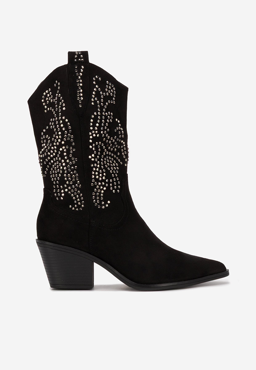 Czarne kozaki kowbojki damskie Avice