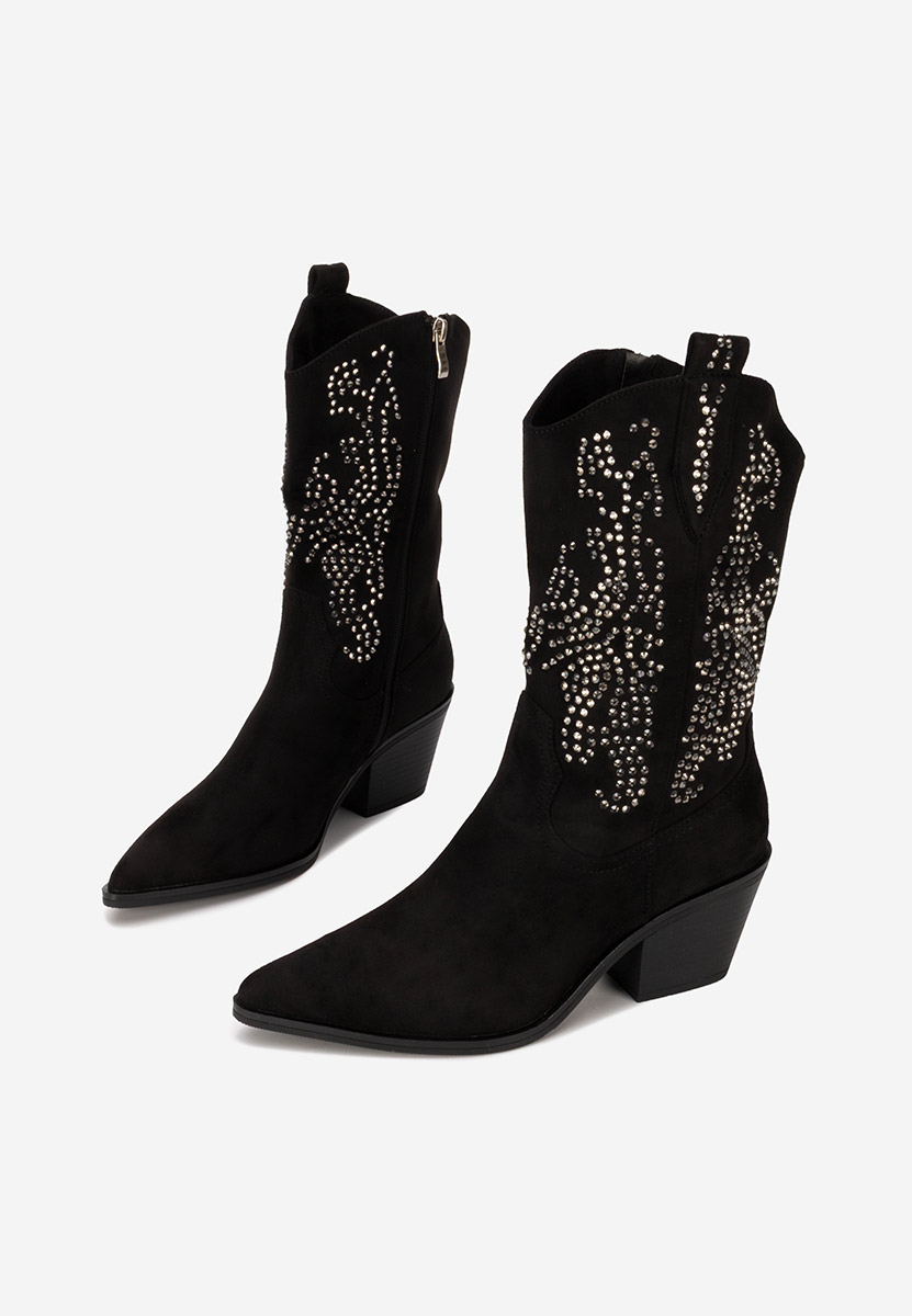 Czarne kozaki kowbojki damskie Avice