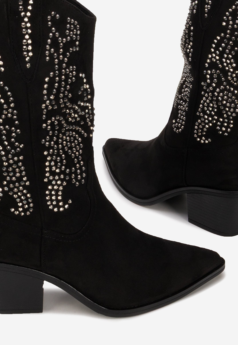 Czarne kozaki kowbojki damskie Avice