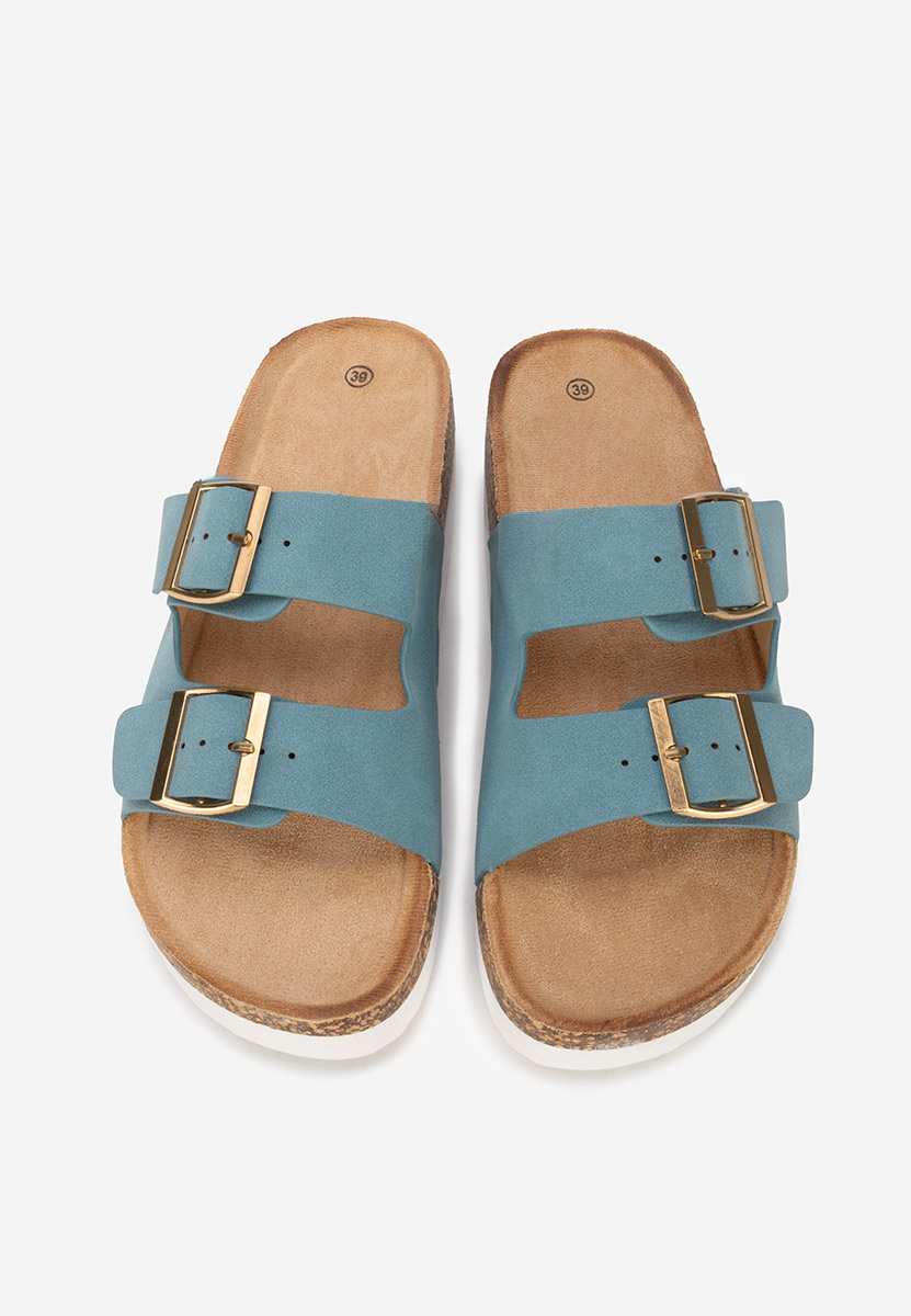 Niebieskie klapki na platformie Alminsa