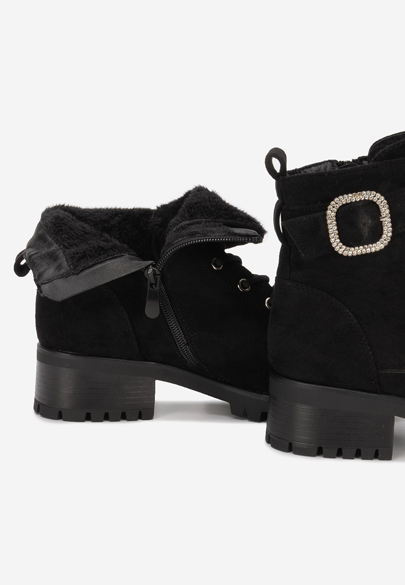 Czarne botki płaskie Garneta