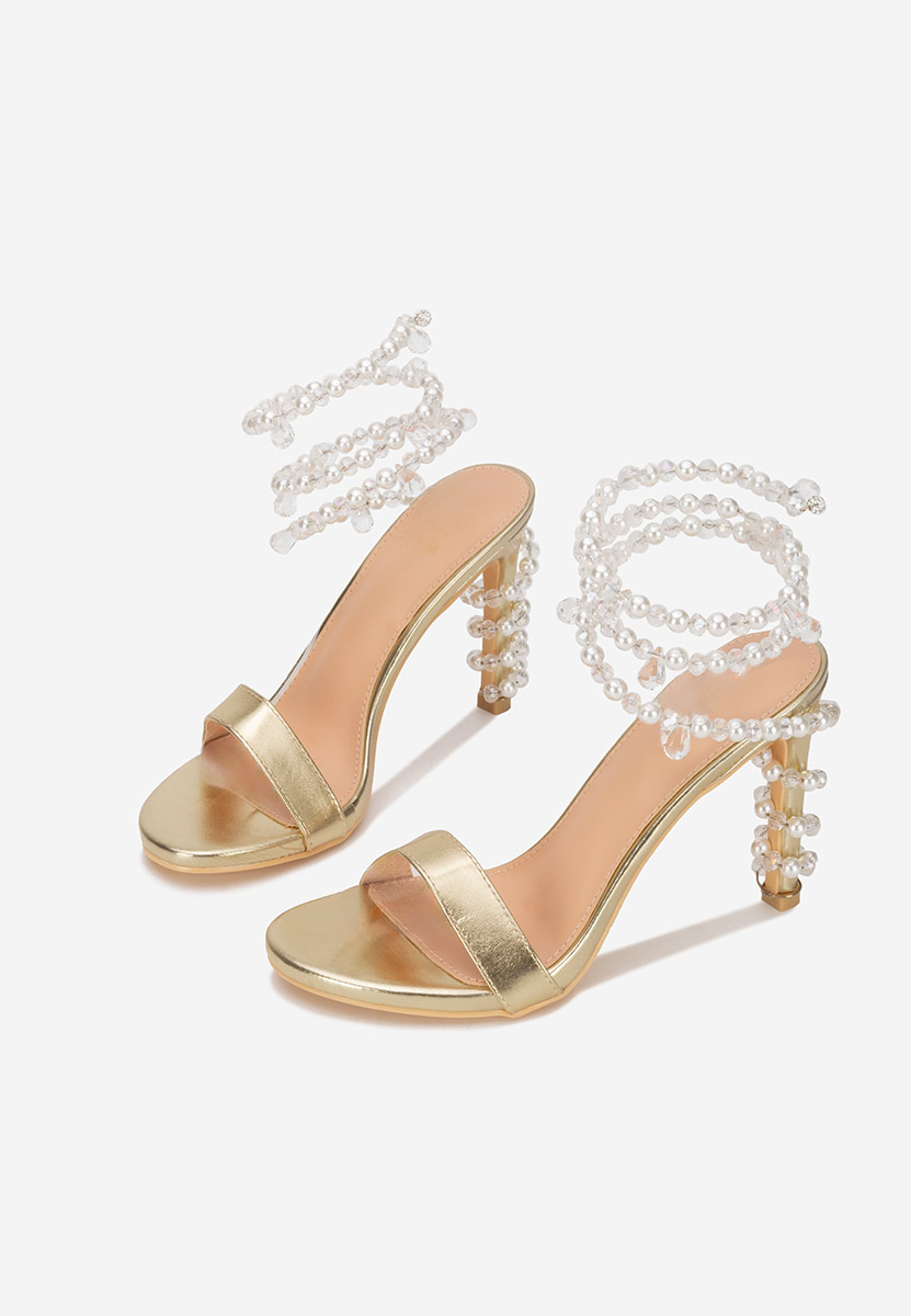 Złote sandały na szpilce Amaia