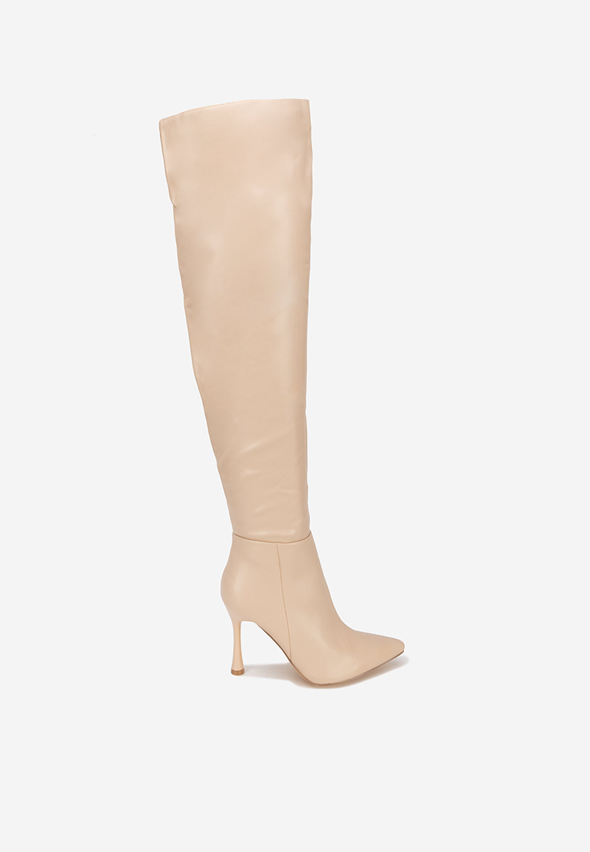 Beżowe długie kozaki za kolano Monica