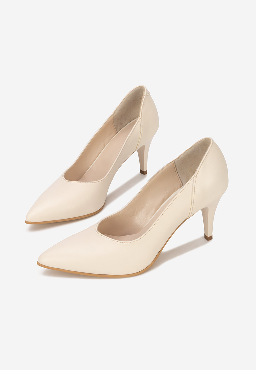 Beżowe szpilki skórzane Villemomble