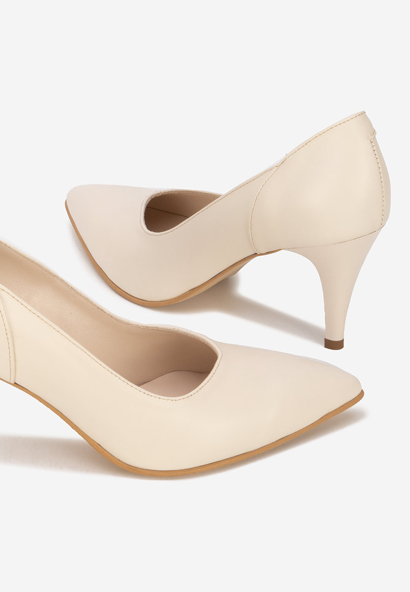 Beżowe szpilki skórzane Villemomble