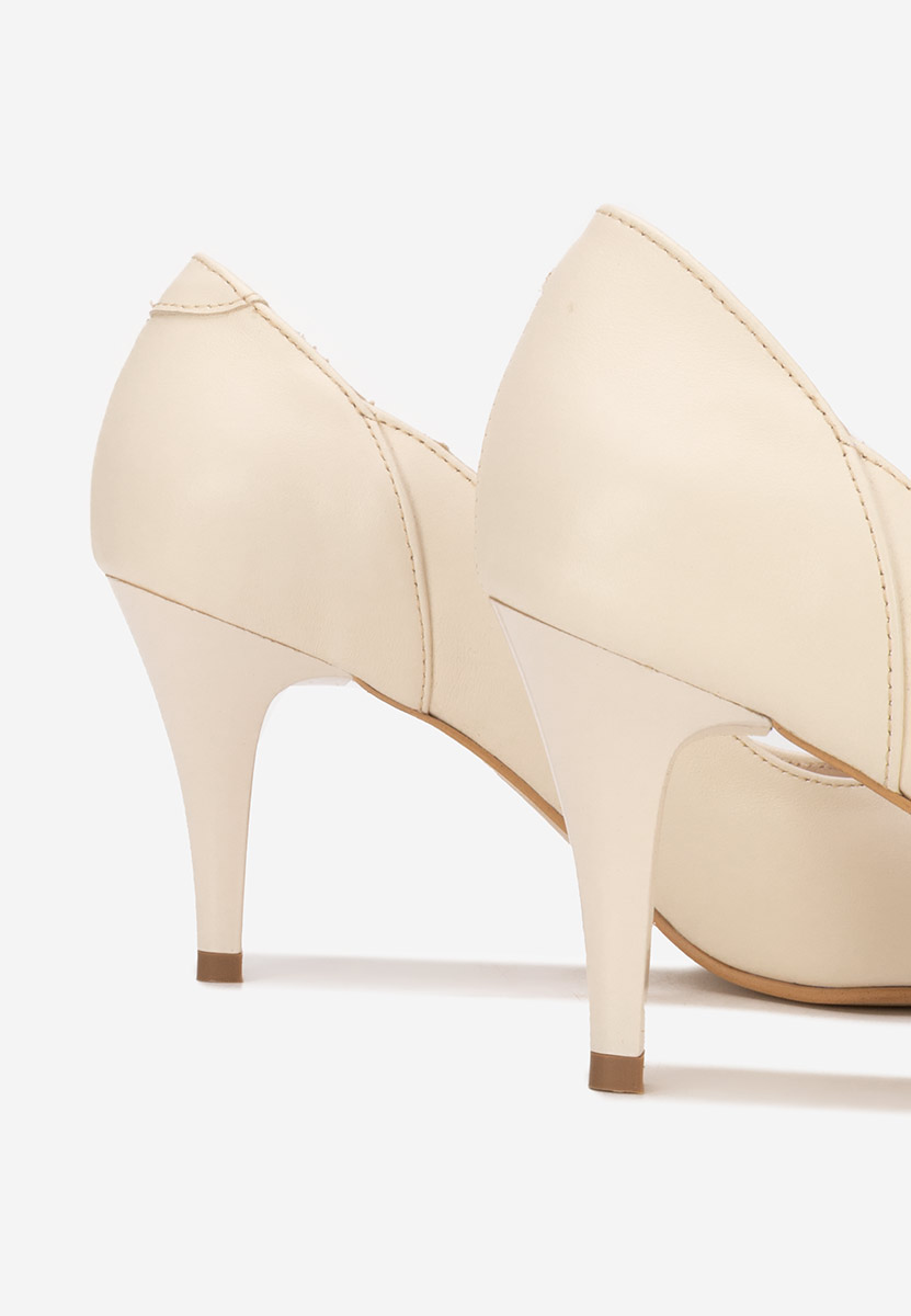 Beżowe szpilki skórzane Villemomble