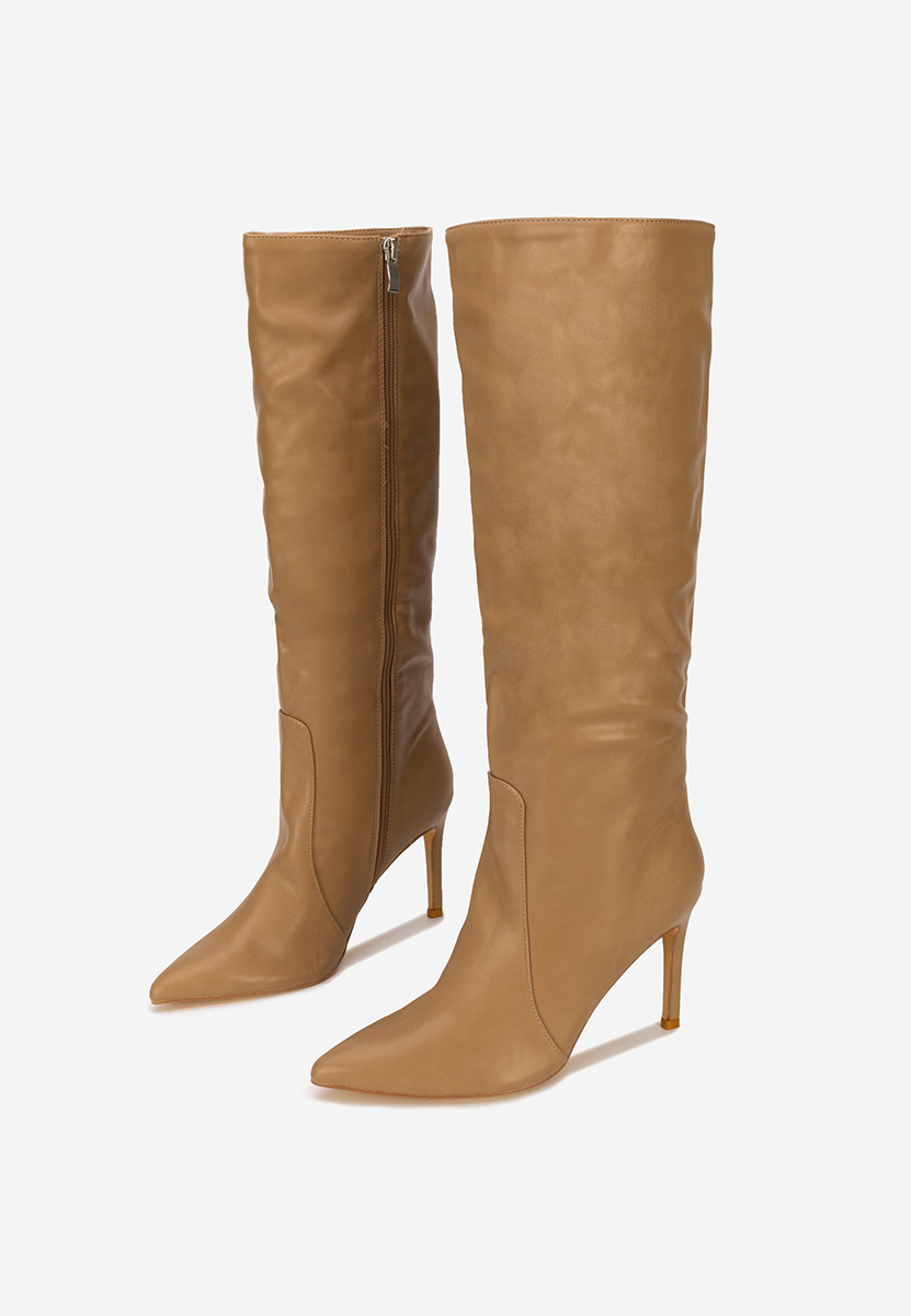 Khaki kozaki na obcasie Monza