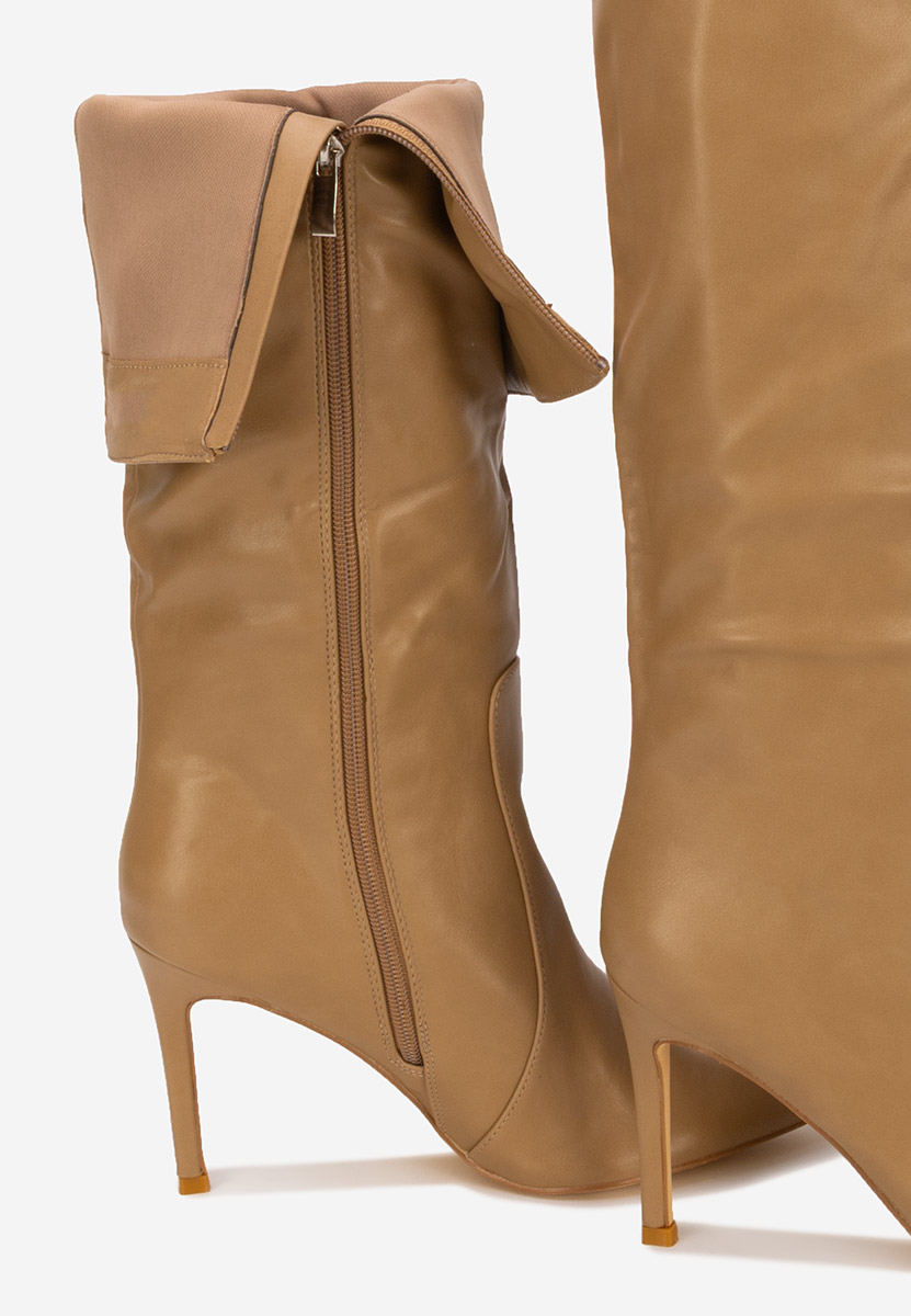 Khaki kozaki na obcasie Monza