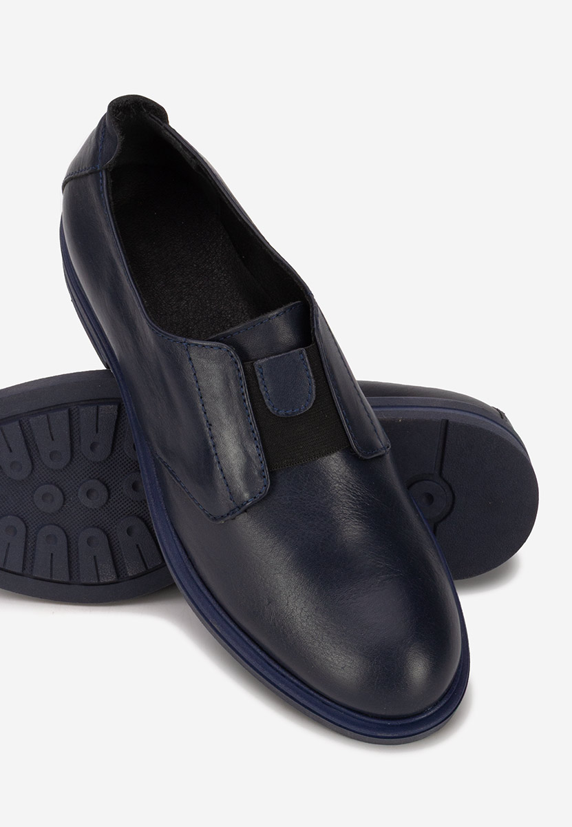 Granatowe półbuty damskie skórzane Losa