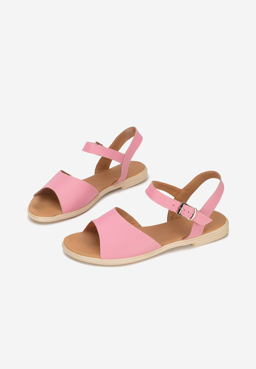 Fuksjowe sandały damskie skórzane Viadana