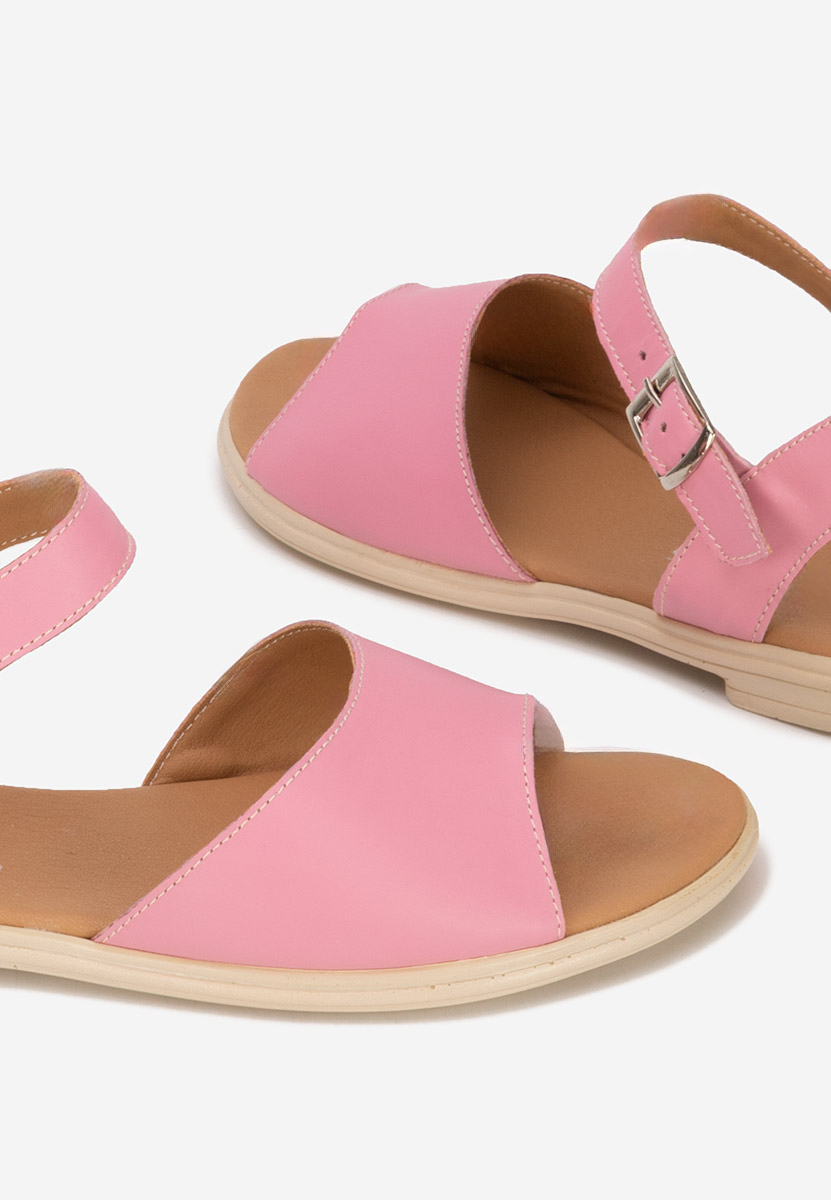 Fuksjowe sandały damskie skórzane Viadana